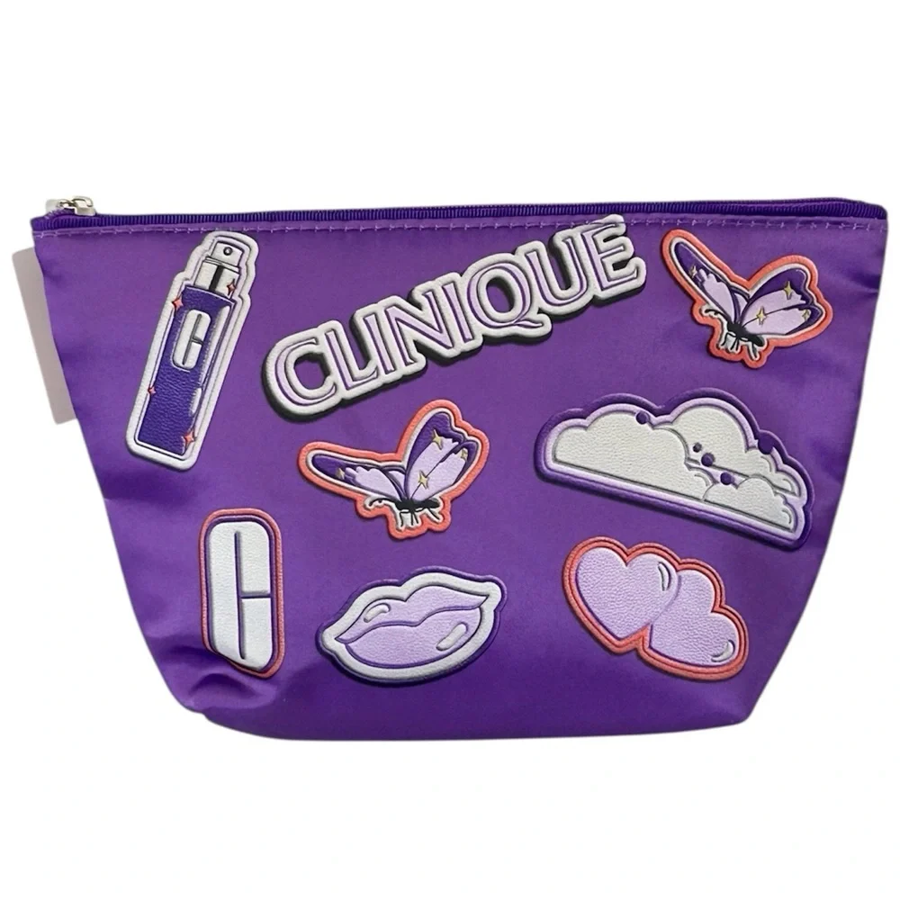 Clinique Purple & White Playful Graphic Cosmetics Bag
